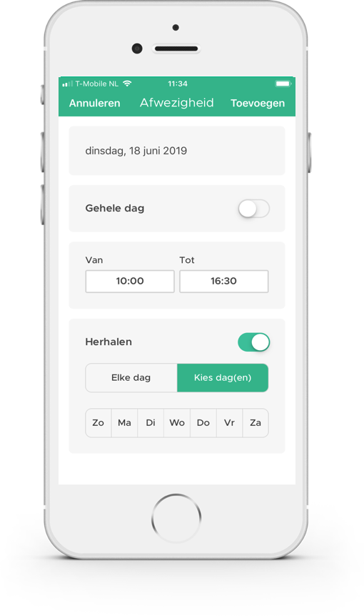 App - Afwezigheid