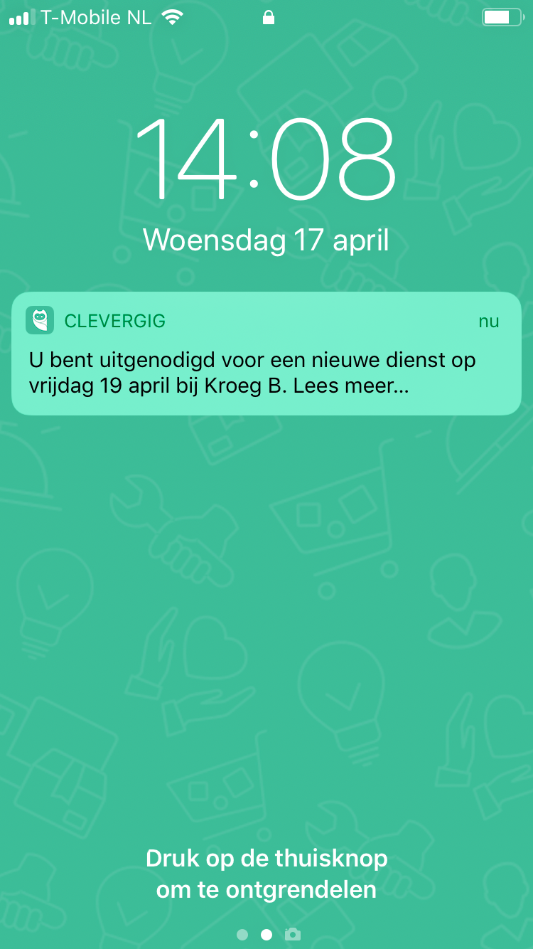 Push notificatie van een nieuwe dienst