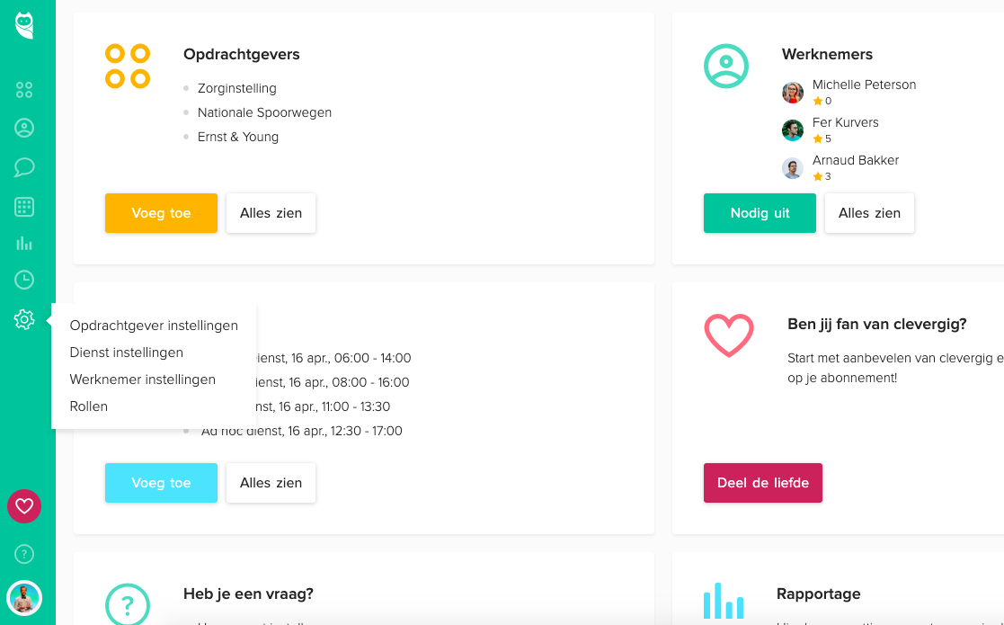 Rollen instellen in je account