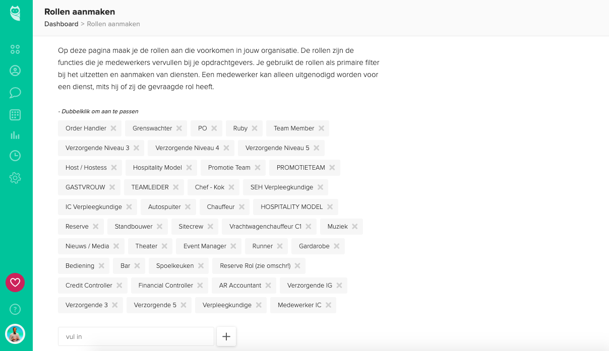 Rollen aanmaken in clevergig