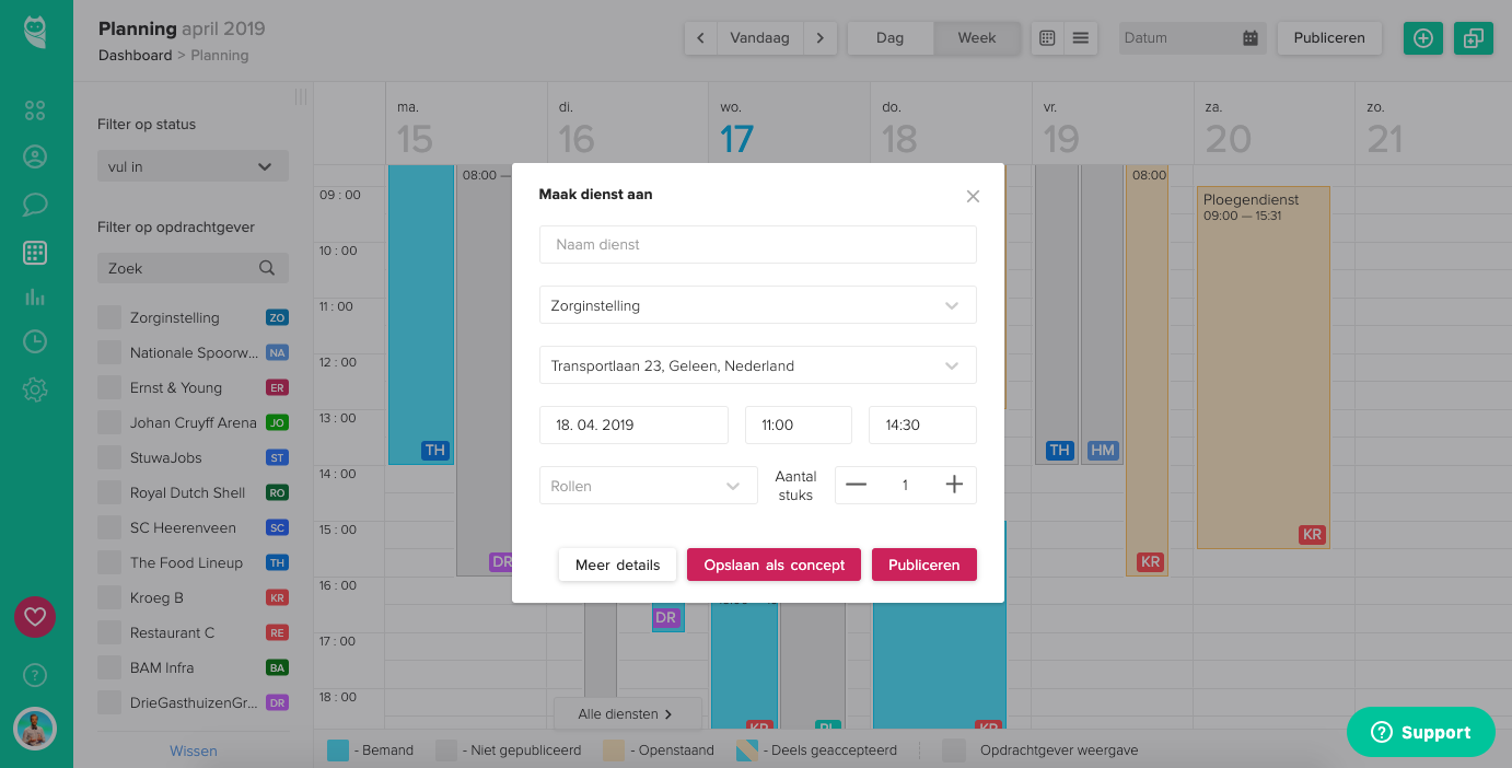 Een nieuwe dienst aanmaken in clevergig