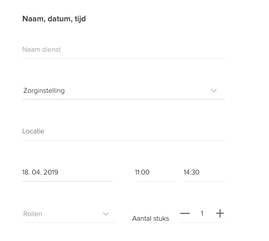 Basisgegevens nieuwe dienst